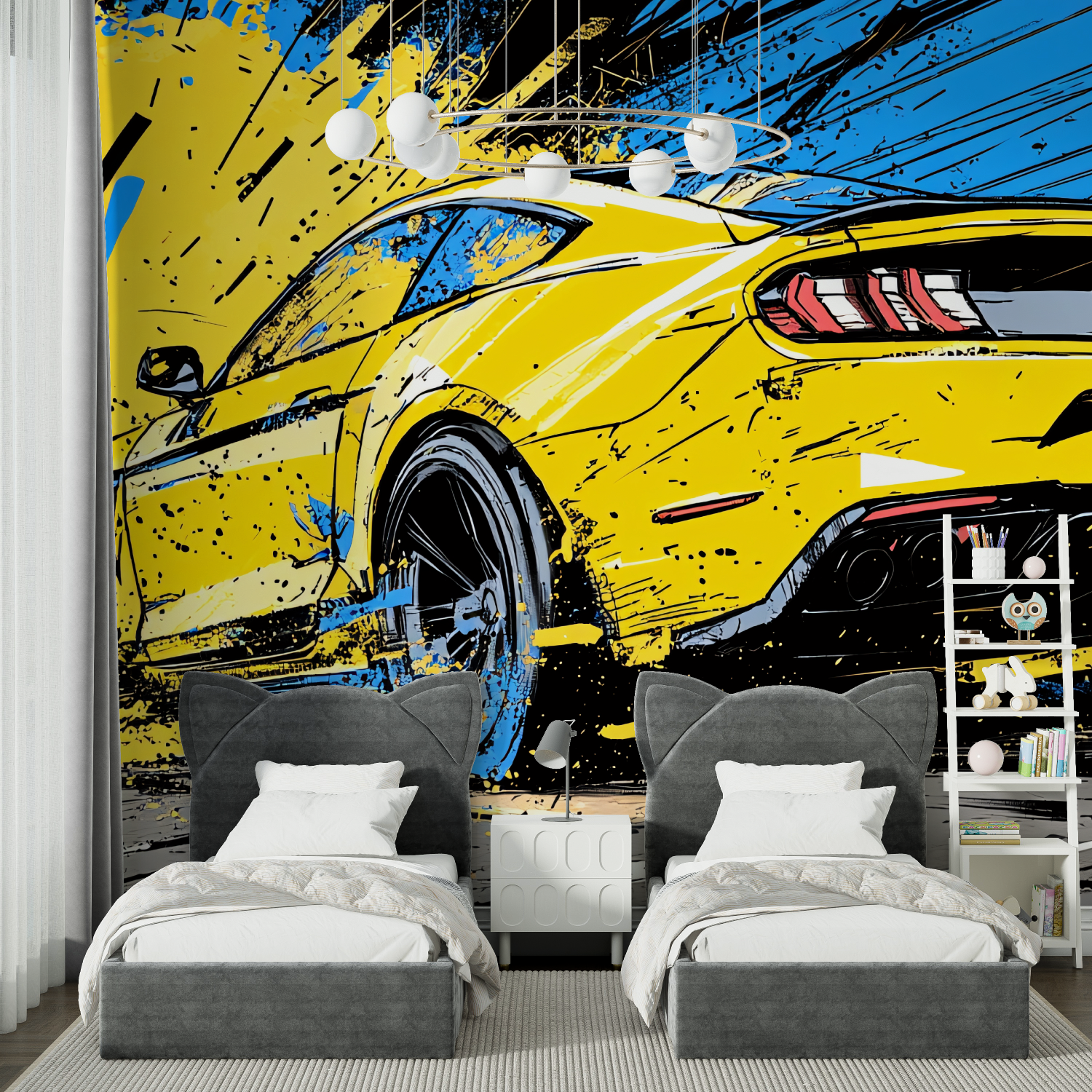 Tapeten-Graffiti-Auto ohne Schlafzimmer Spiderman