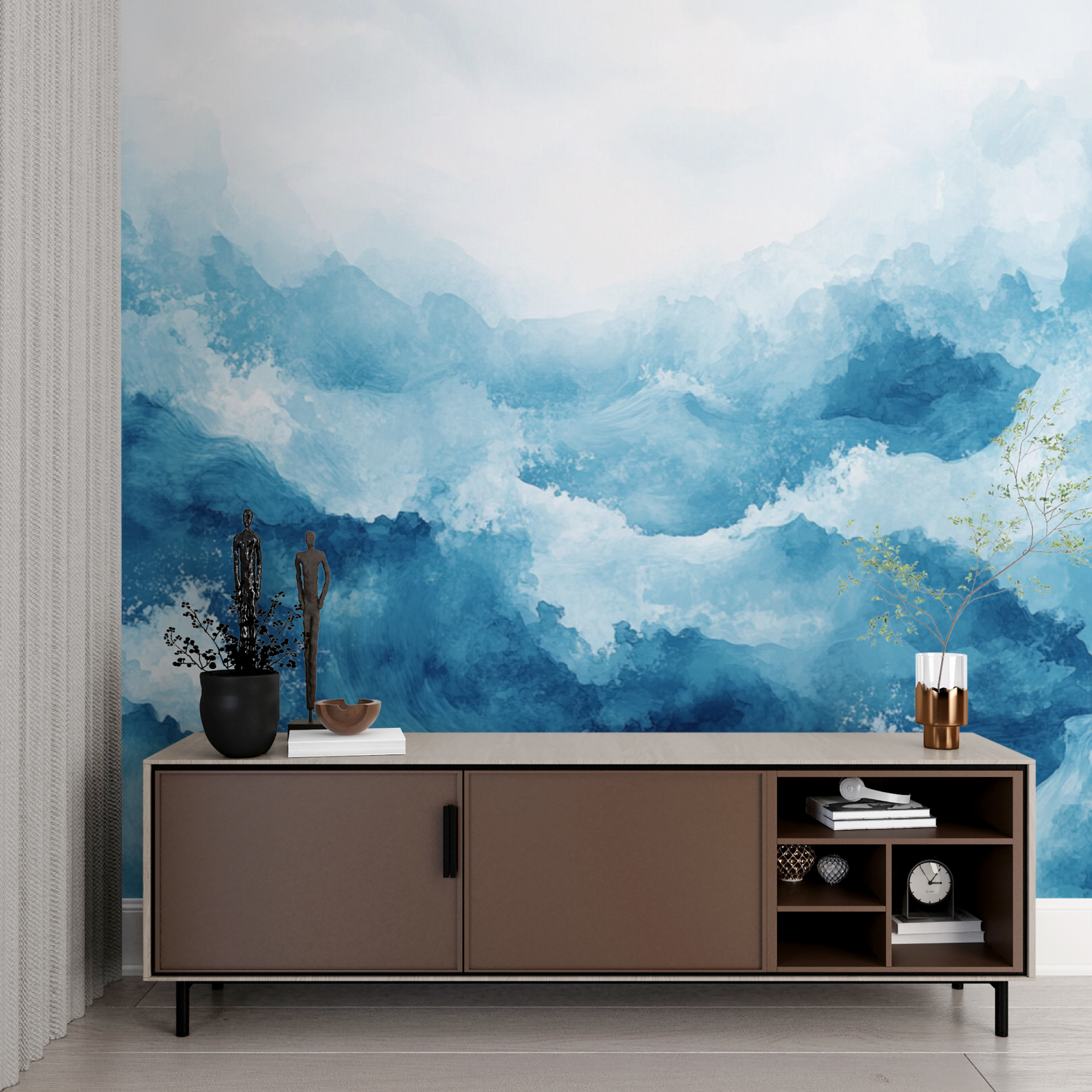 Dynamic Large Wave Watercolor Wallpaper | Murals Wallpaper