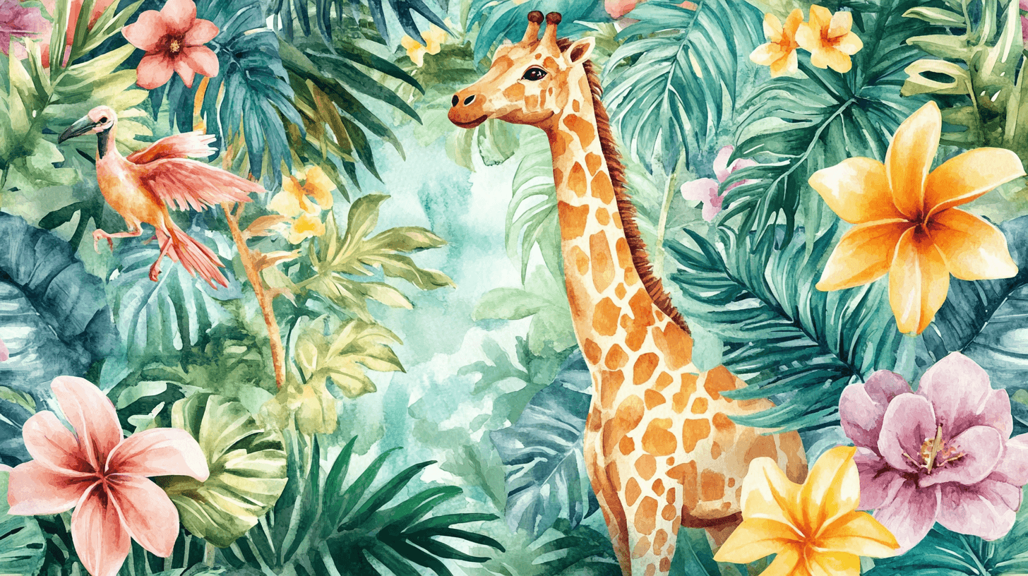 Rainbow Jungle Animal Wallpaper | Murals Wallpaper