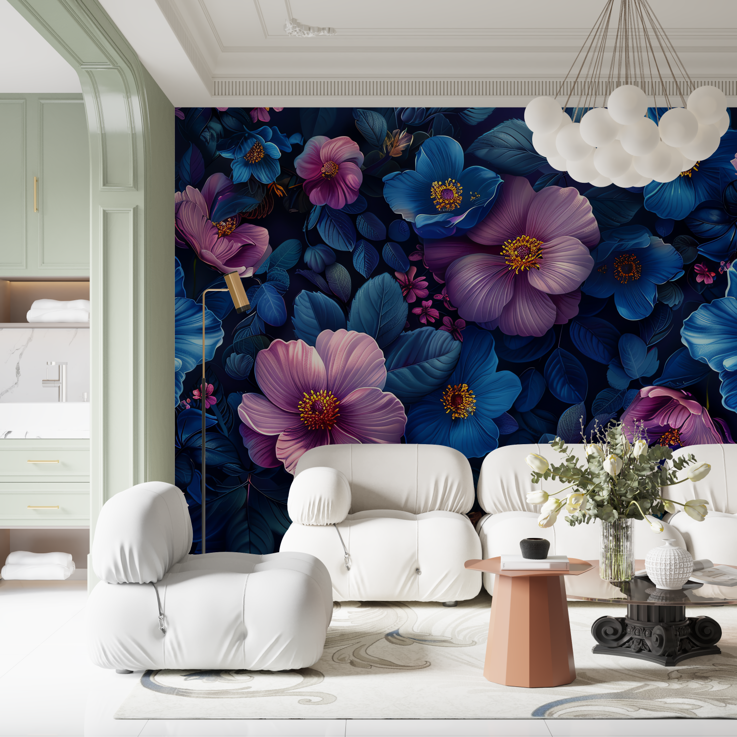 Blue Purple Floral Wallpaper | Murals Wallpaper