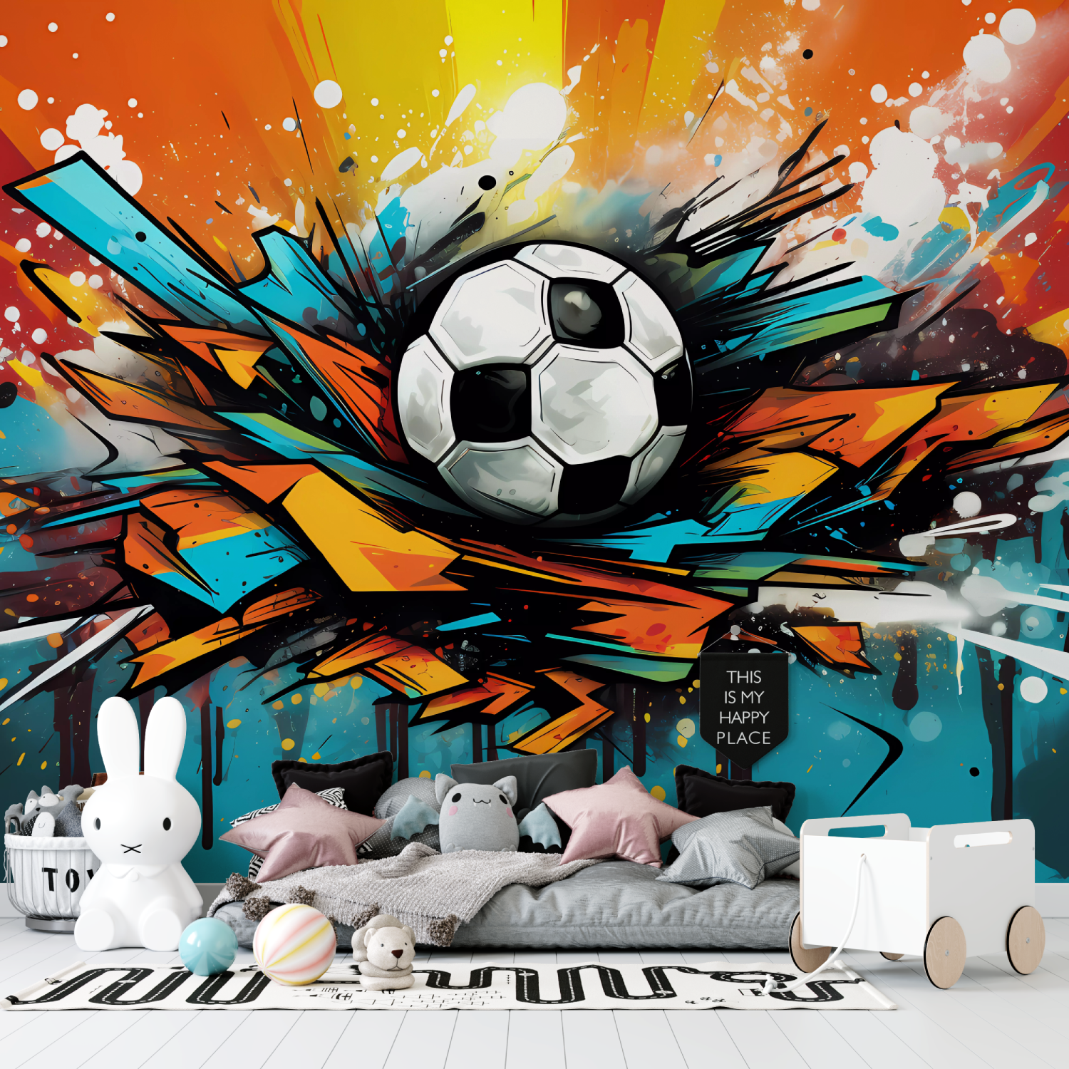 Kids' Soccer Graffiti Wallpaper | Murals Wallpaper