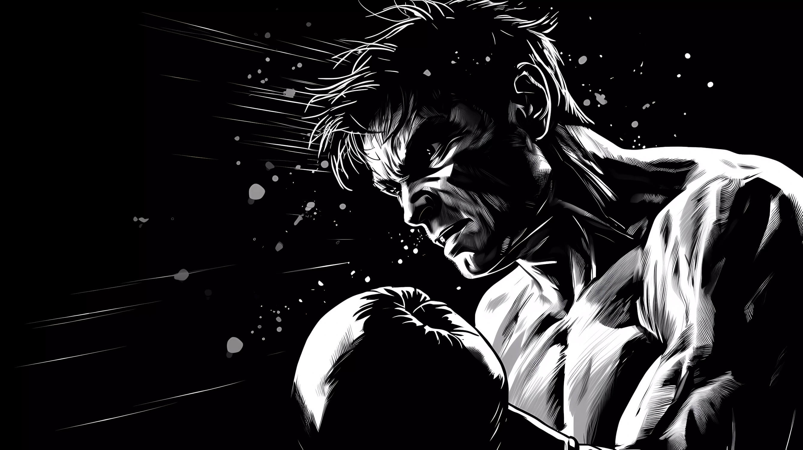 Black and White Boxing Anime Wallpaper | Murals Wallpaper