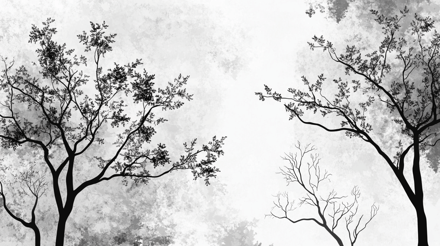 Black and White Tree Wallpaper Hallway | Murals Wallpaper