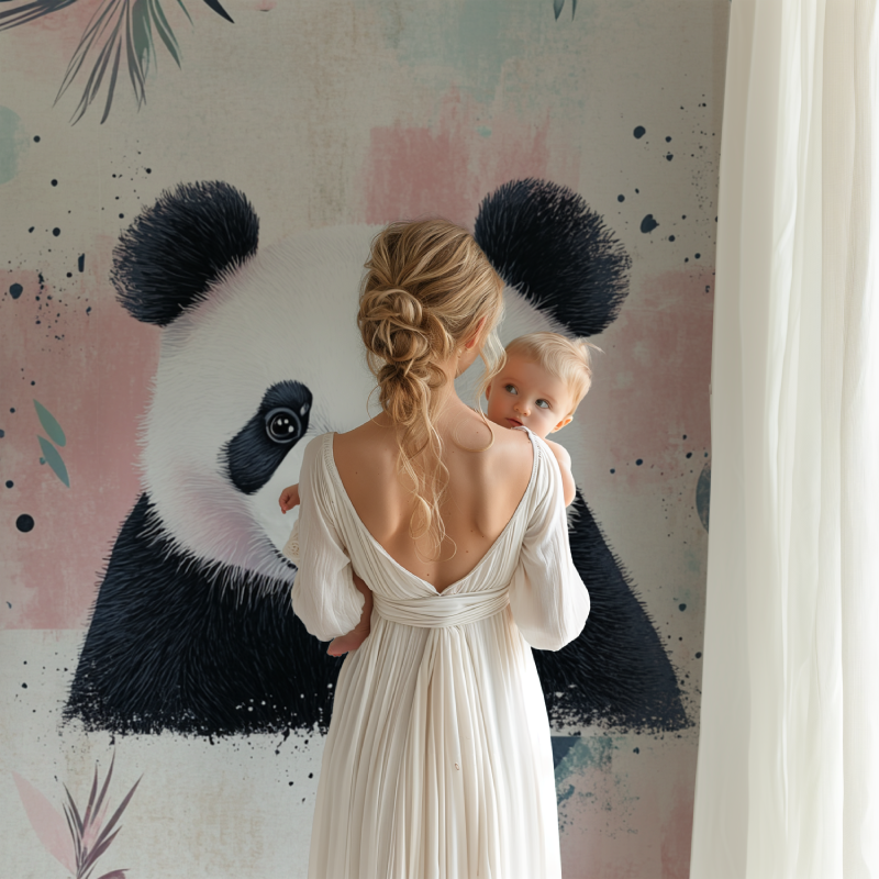 Panda und Geometrische Muster Tapete | Wandbilder Tapete