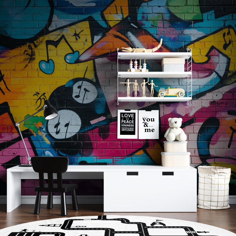 Brick and Music Tag Wallpaper | Murals Wallpaper