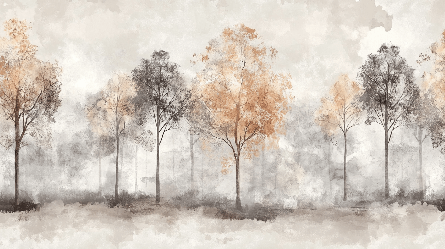 Gray and Brown Tree Wallpaper | Murals Wallpaper