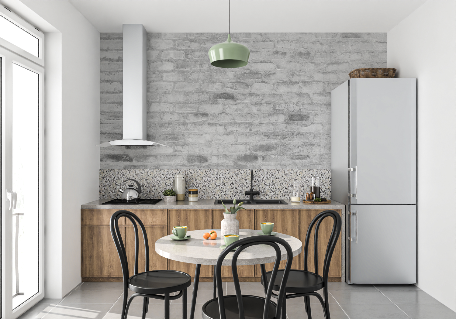 Gray Brick Wallpaper for Living Room | Murals Wallpaper