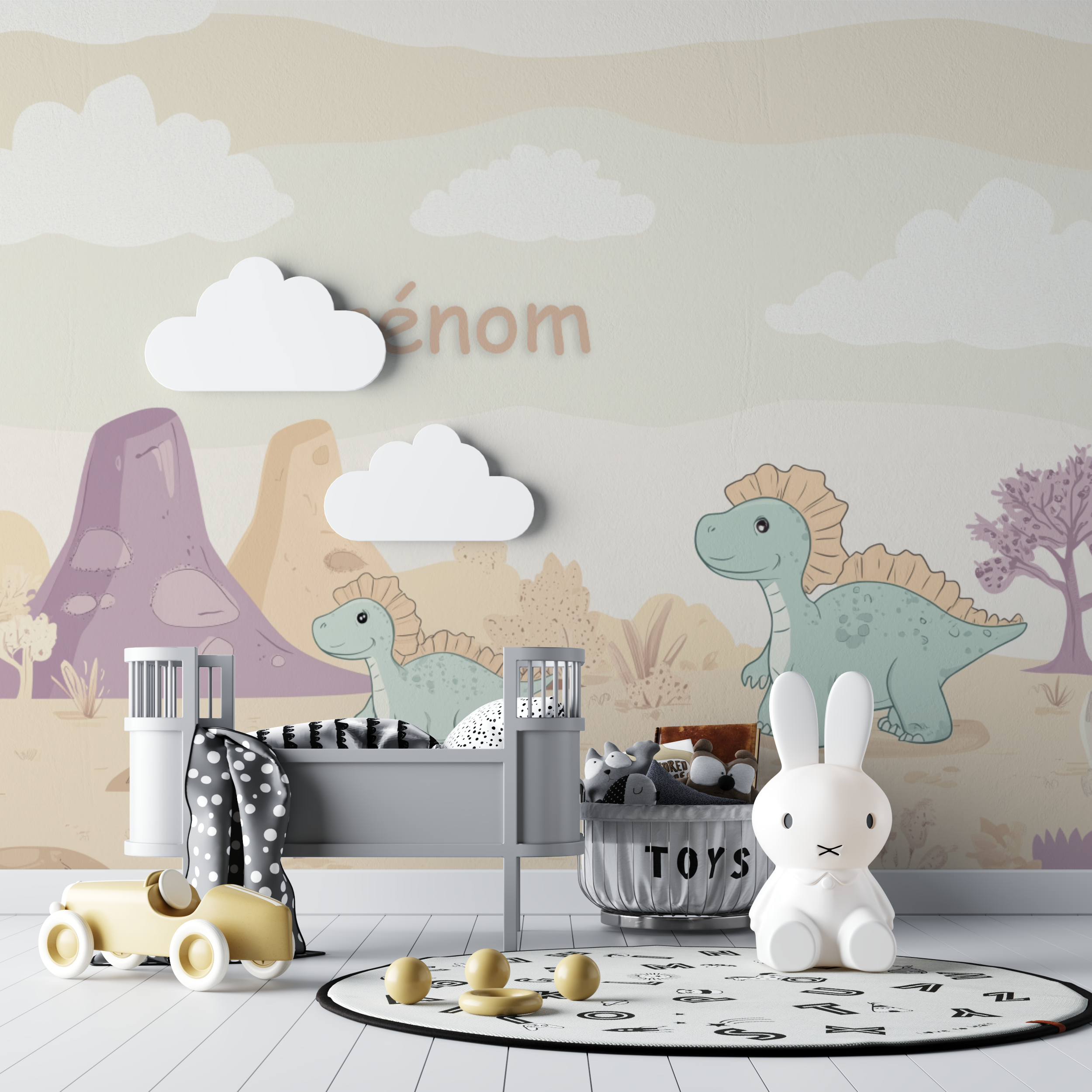 Dinosaurier Baby Namens-Tapete | Murals Tapeten