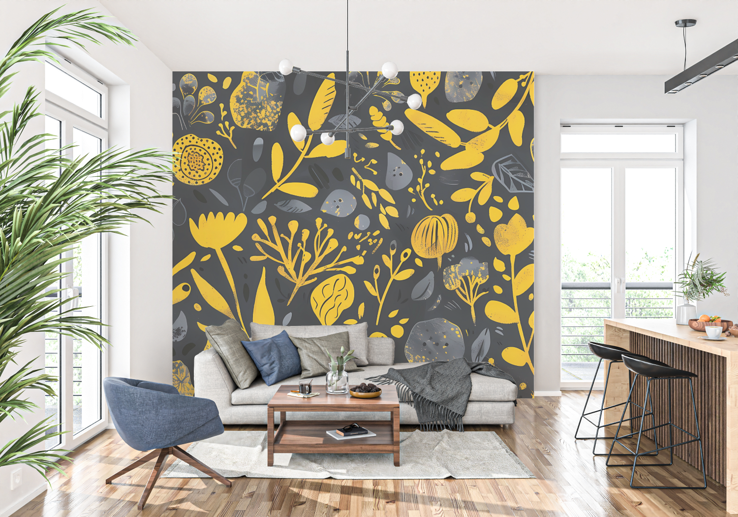 Yellow and Black Wallpaper | Murals Wallpaper
