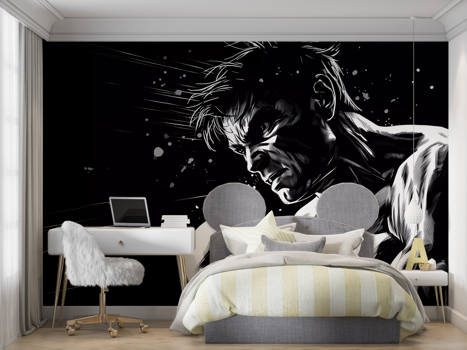 Black and White Boxing Anime Wallpaper | Murals Wallpaper