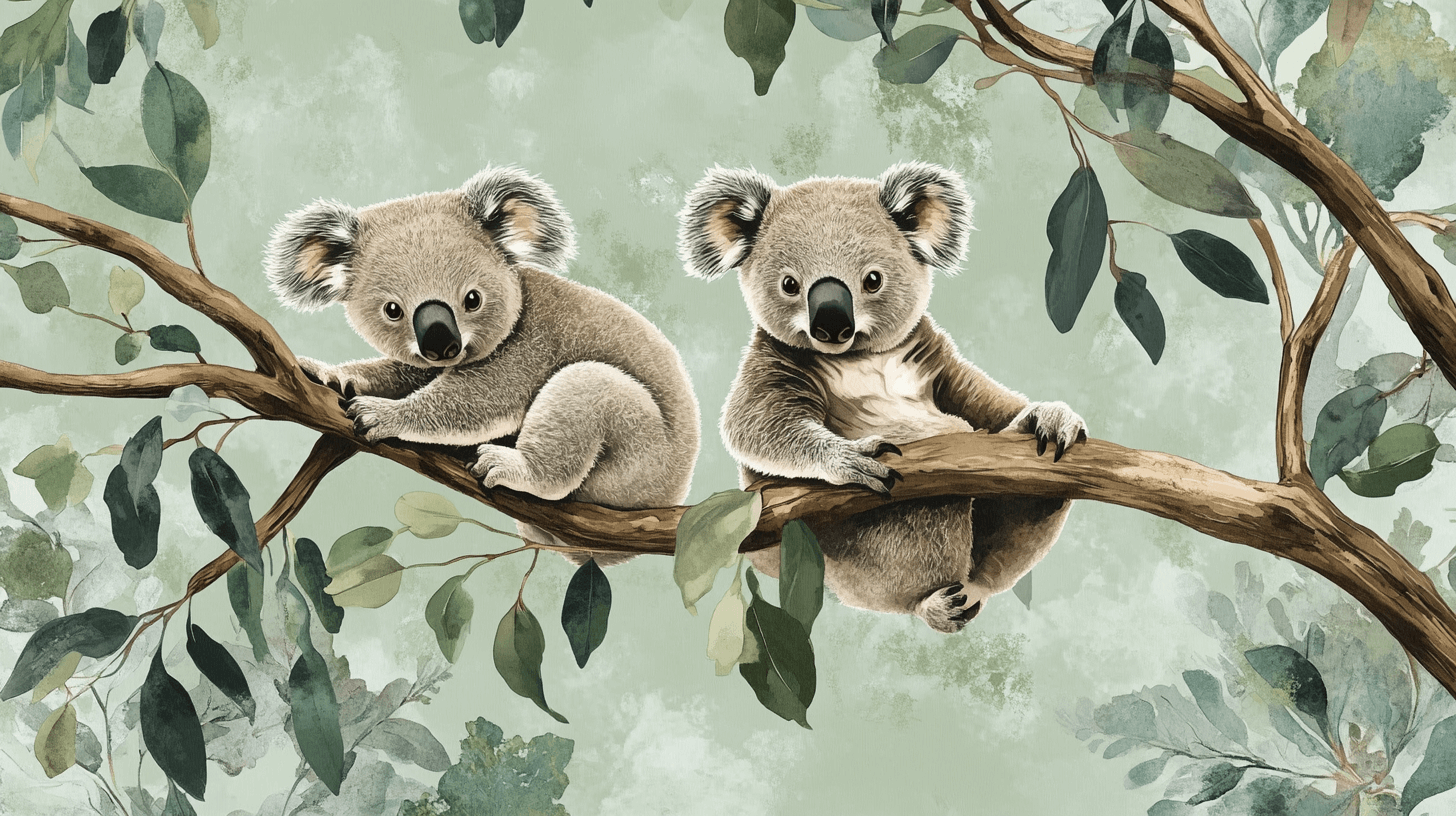Koala Wallpaper with Plant Shadows | Murals Wallpaper