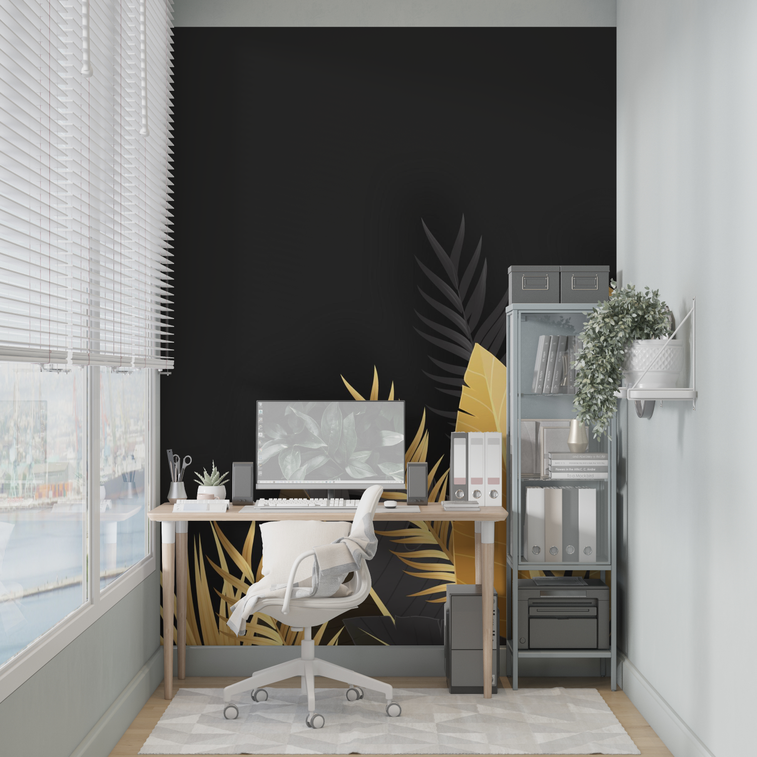 Black Wallpaper with Gold Leaf | Murals Wallpaper