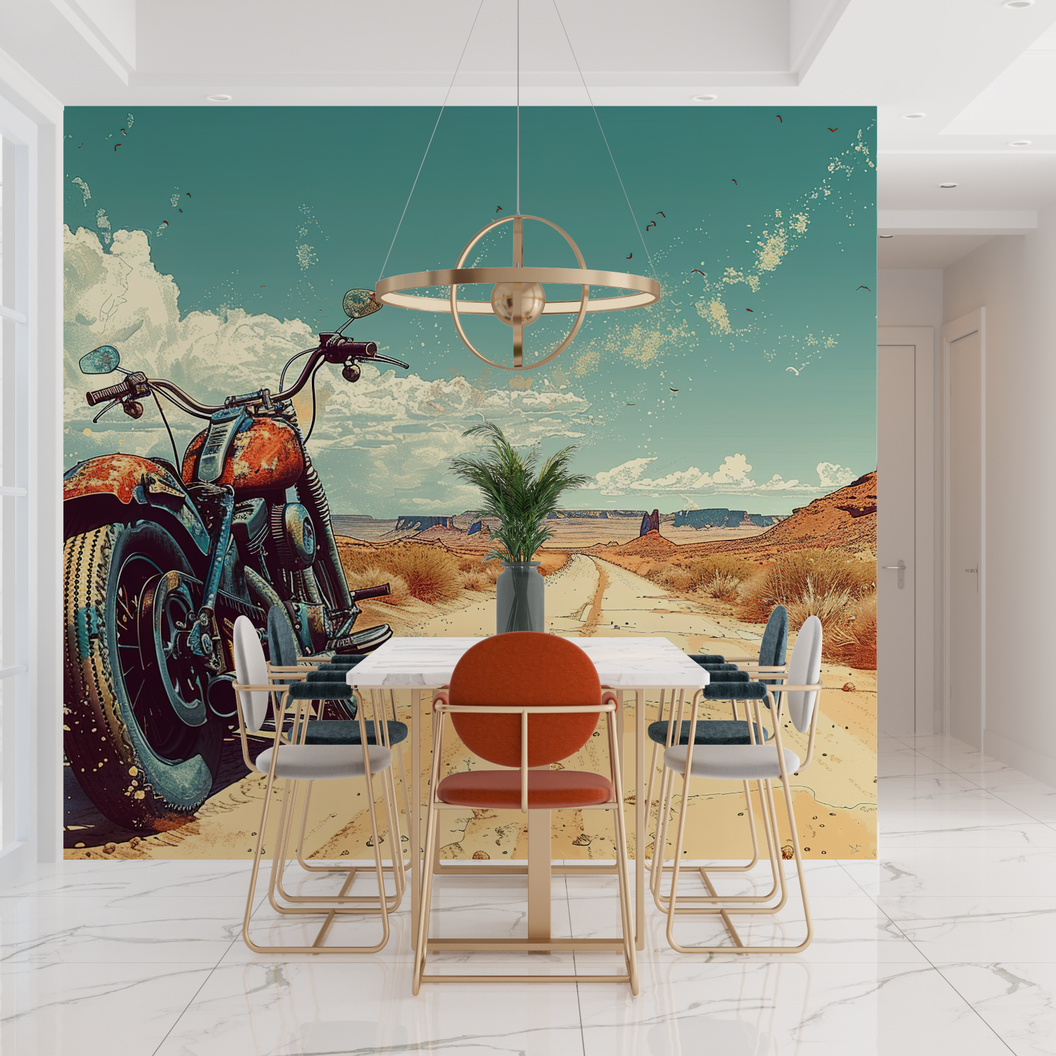 Vintage Route 66 Motorcycle Wallpaper | Murals Wallpaper