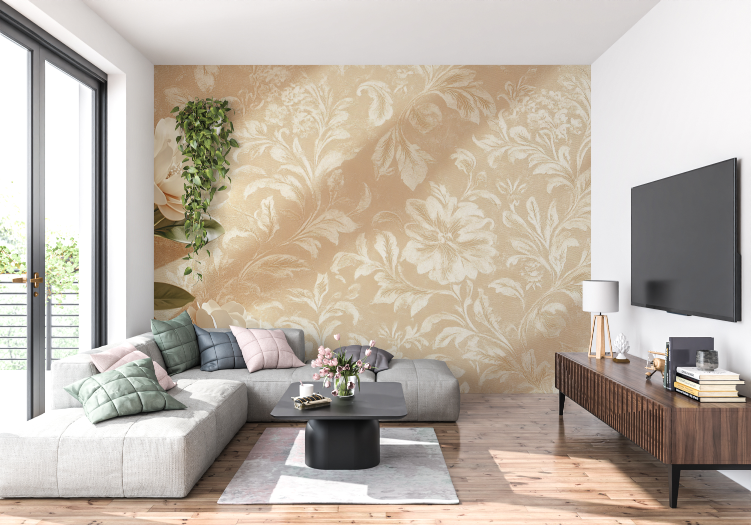 Terracotta Wallpaper with Yellow Ochre Accents | Murals Wallpaper