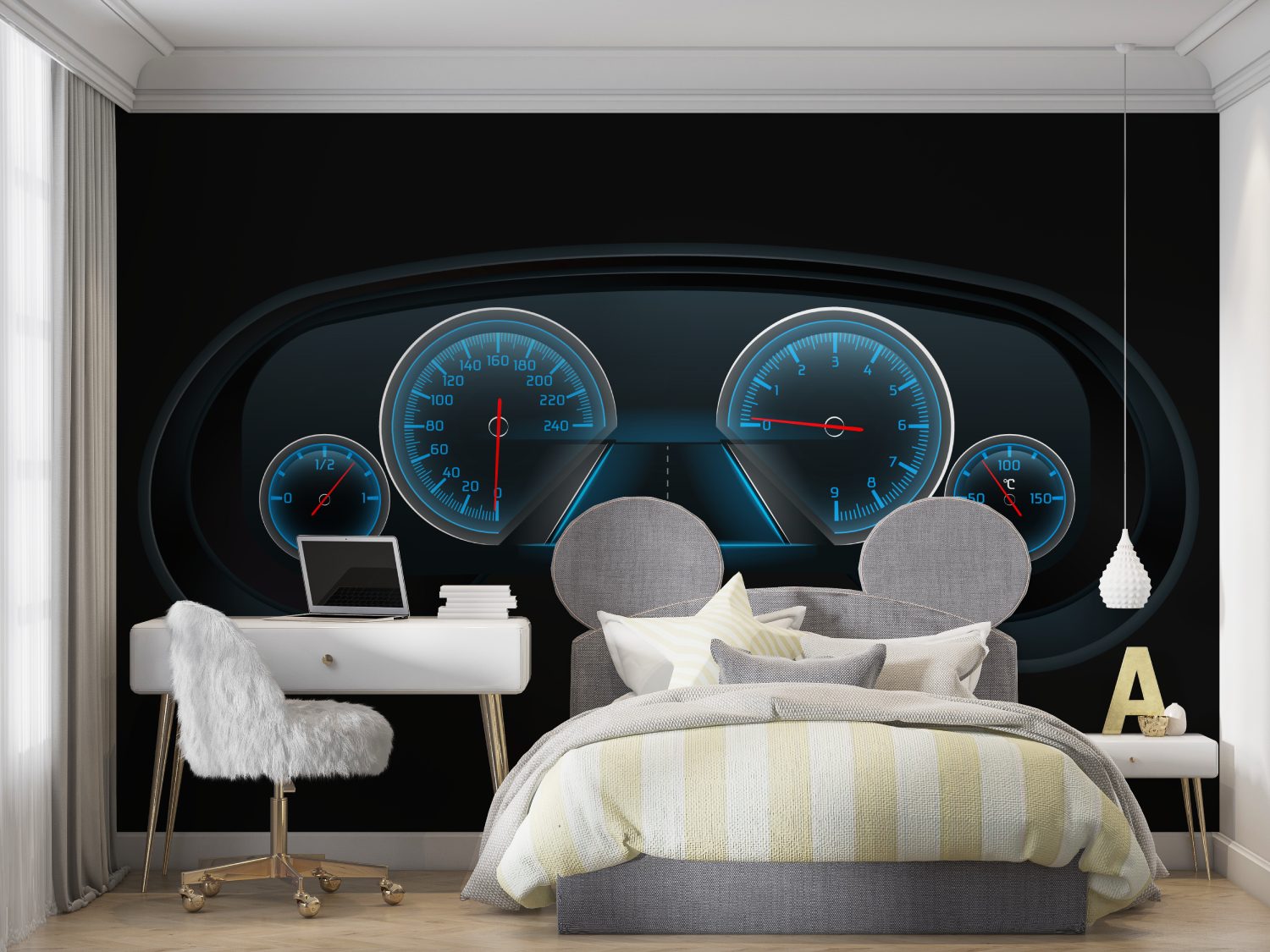 Car Dashboard Wallpaper Black Blue | Murals Wallpaper