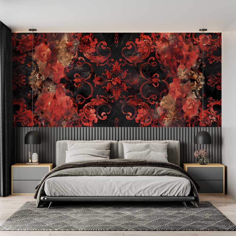Red and Black Baroque Wallpaper | Murals Wallpaper