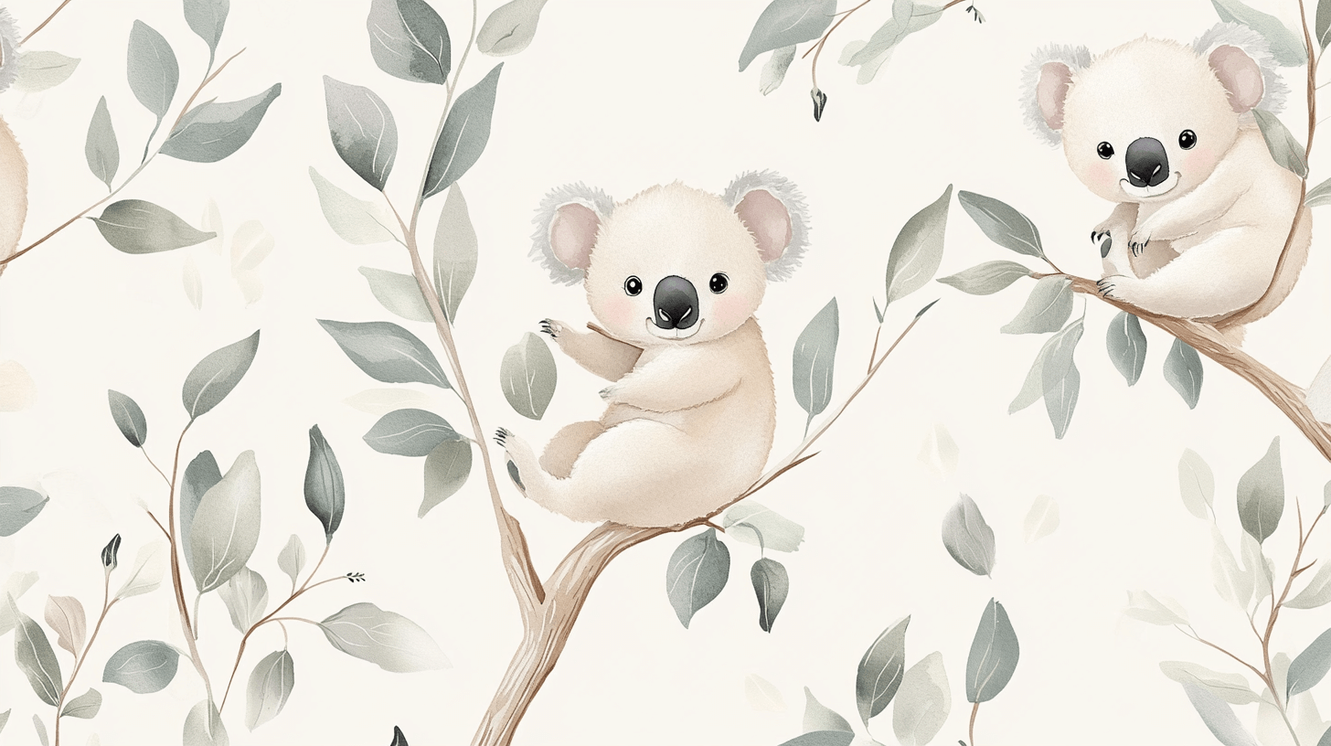 Koala Wallpaper on Cream Background | Murals Wallpaper