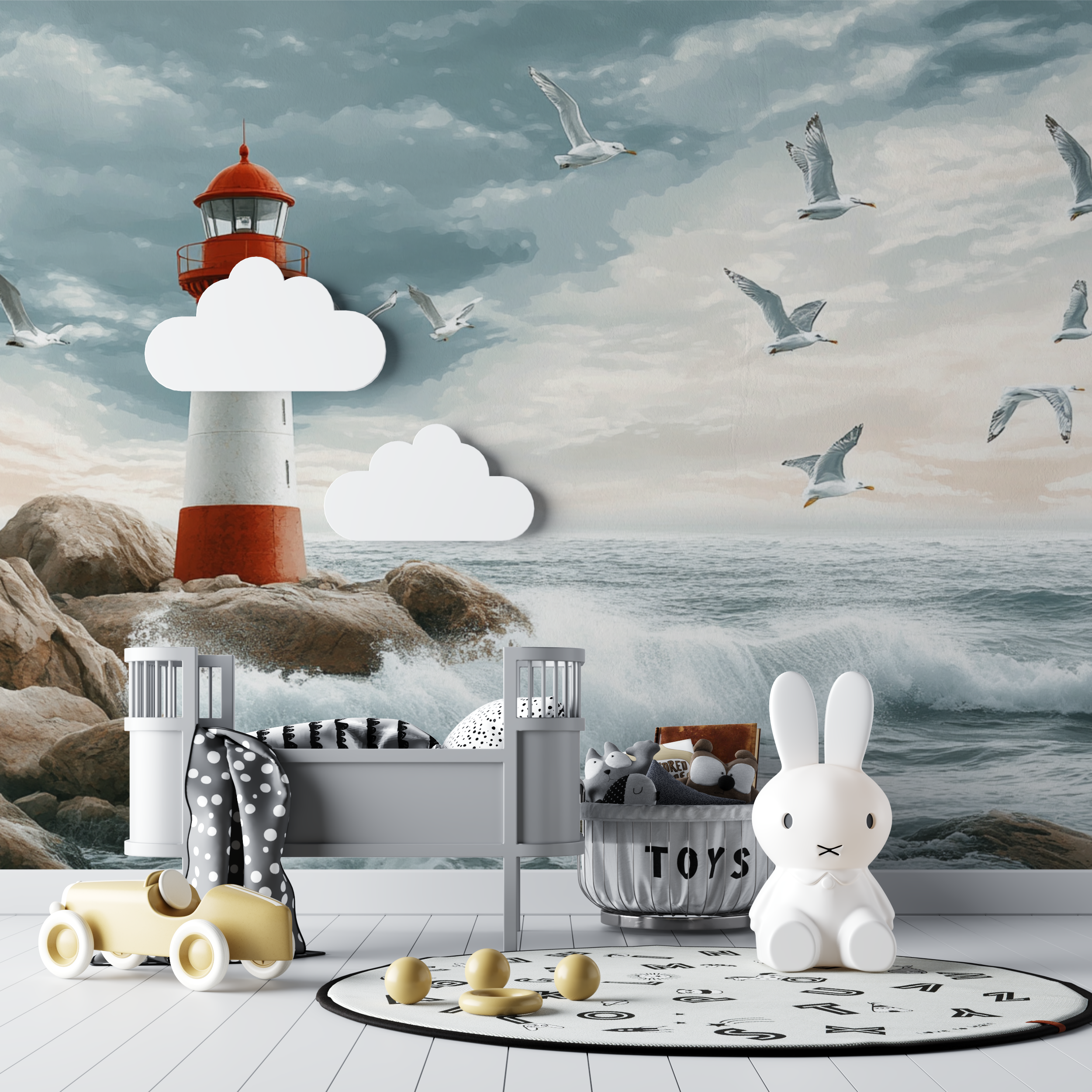 Lighthouse & Seagulls Wallpaper | Murals Wallpaper