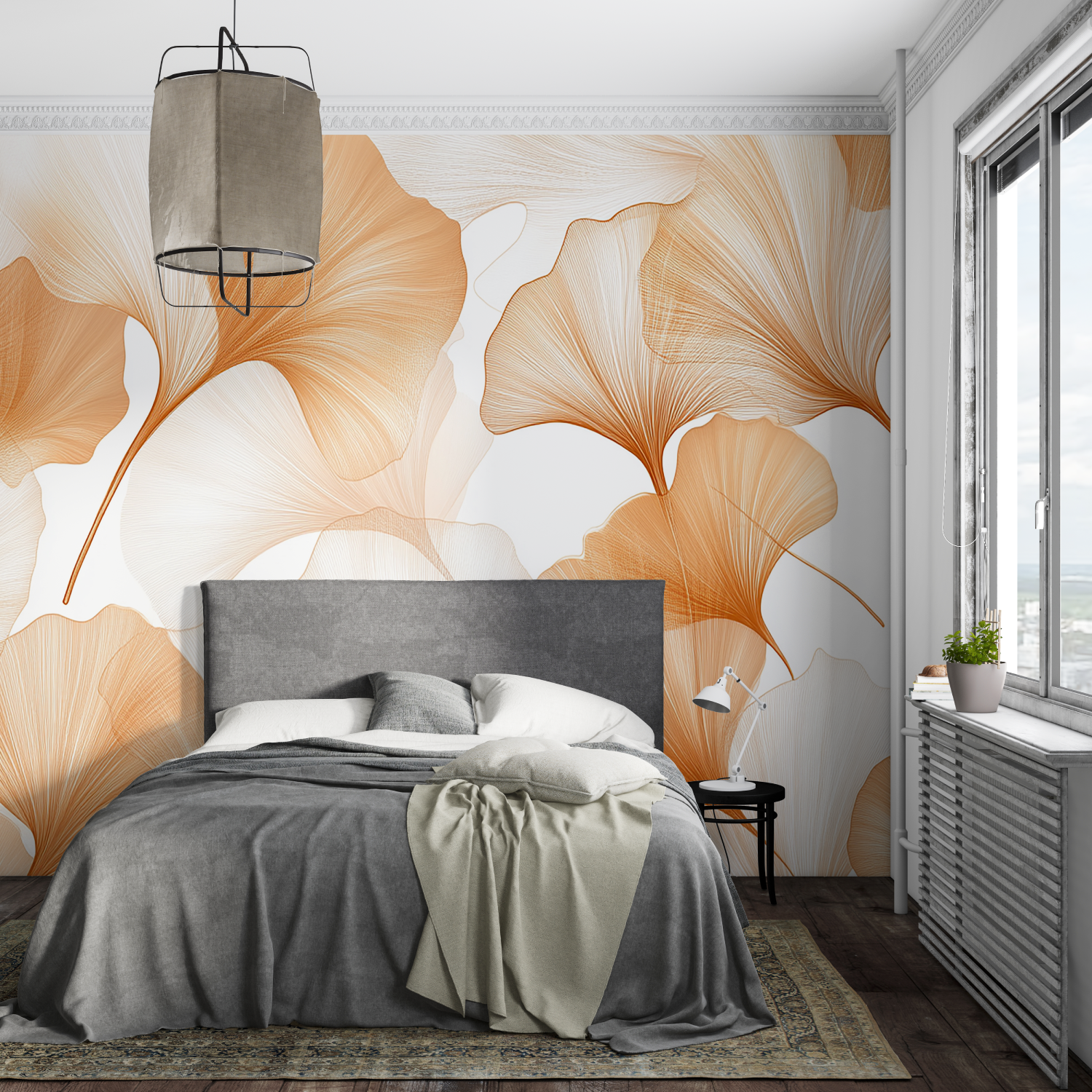 Orange and White Wallpaper | Murals Wallpaper