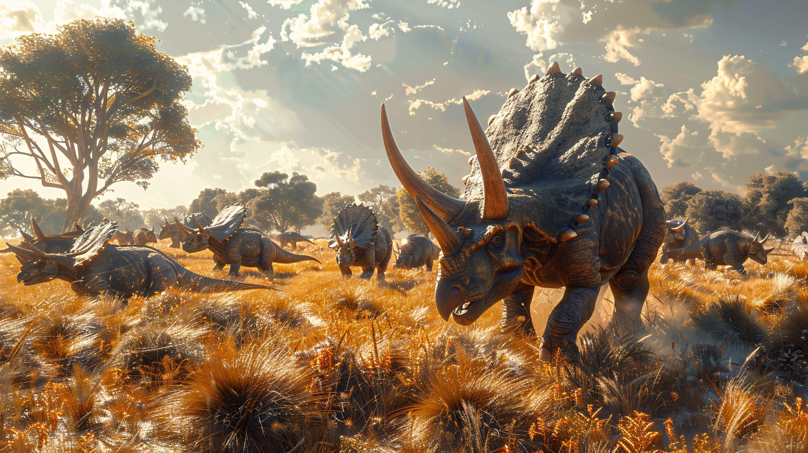 Triceratops Hunting Wallpaper | Murals Wallpaper