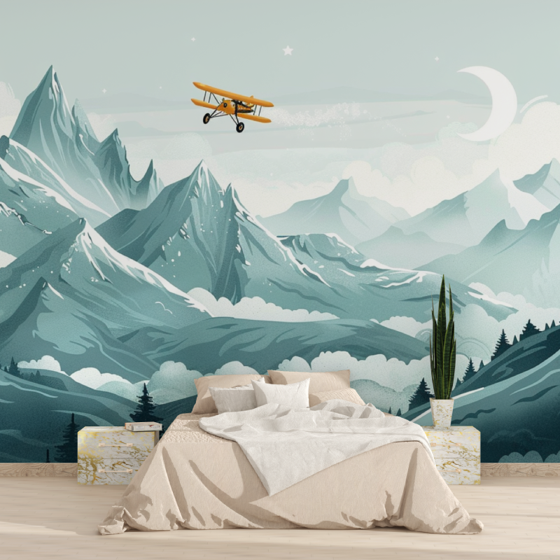 Scandinavian Airplane Wallpaper for Kids | Murals Wallpaper