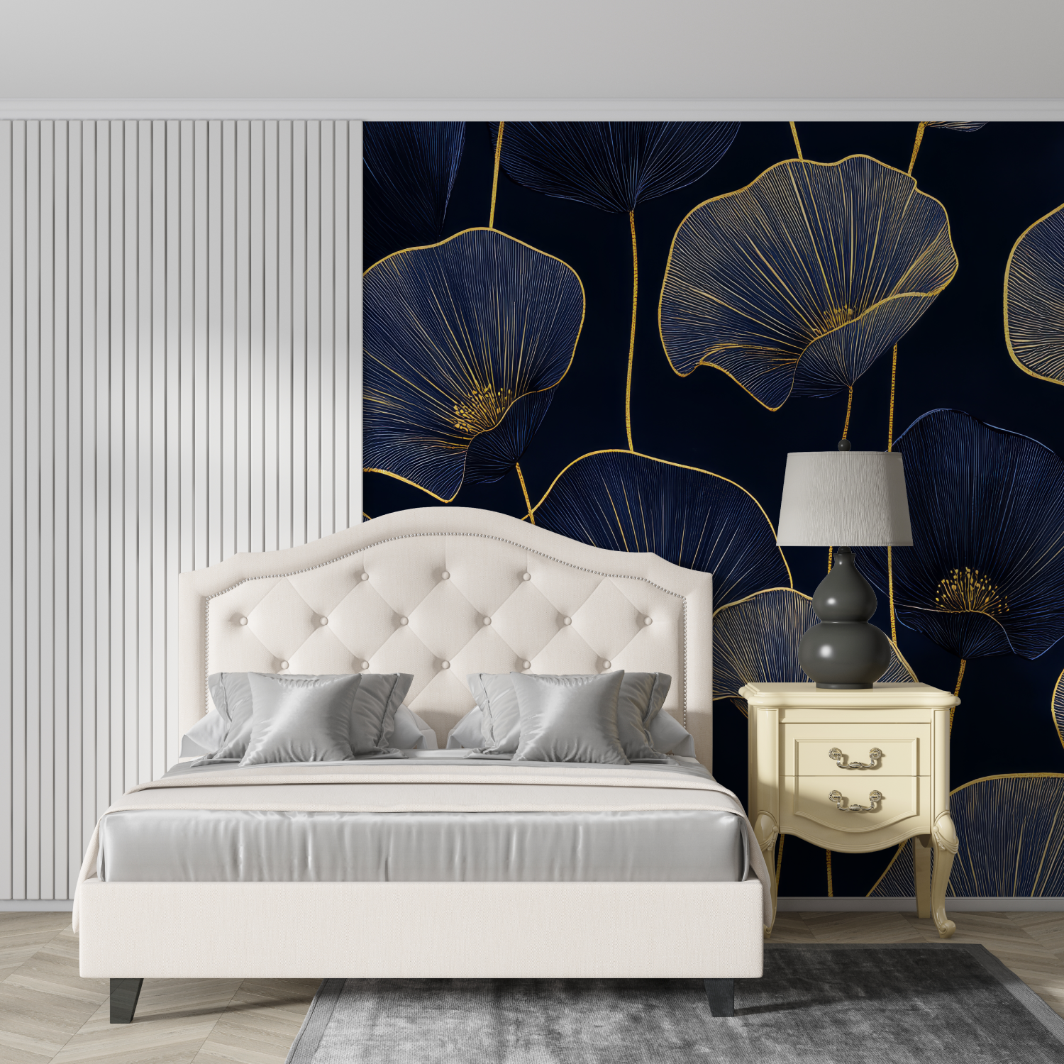 Art Deco Night Flowers Wallpaper | Murals Wallpaper