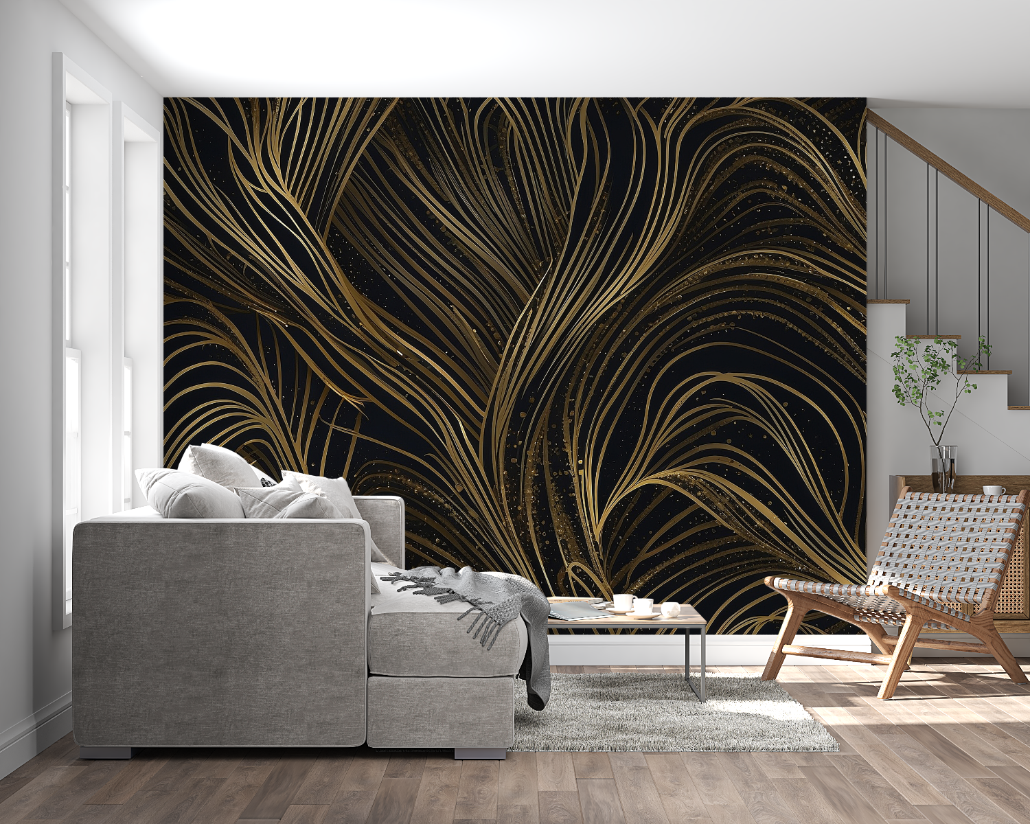 Black and Gold Wallpaper for Bedroom | Murals Wallpaper