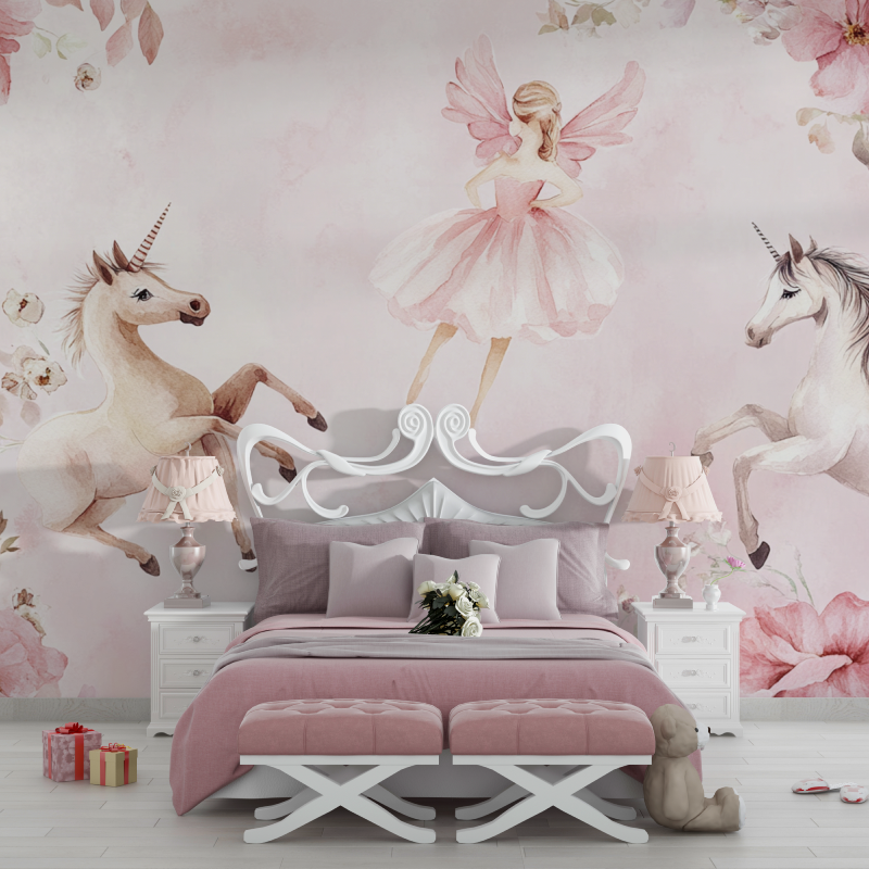 Unicorn Ballerina Pink Wallpaper for Girls' Room | Murals Wallpaper