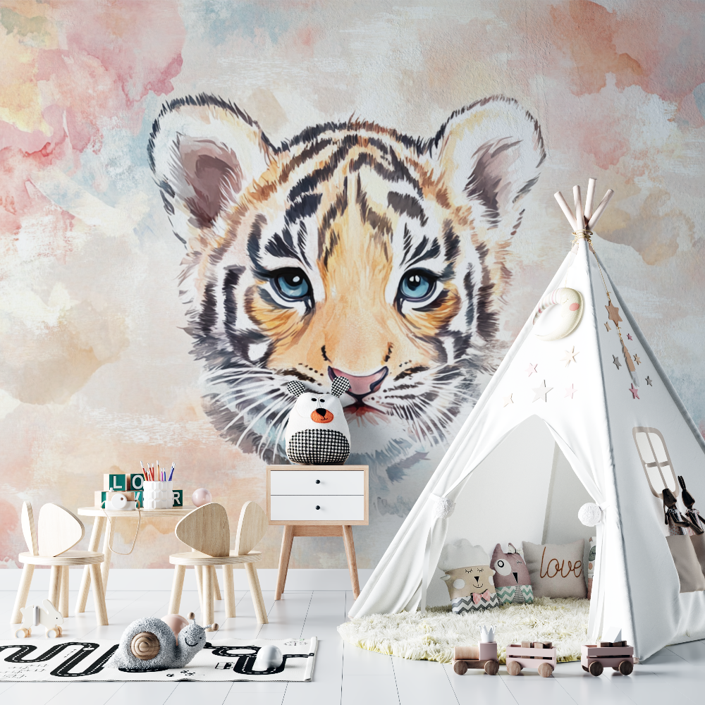 Tiger and Pastel Colors Wallpaper | Murals Wallpaper