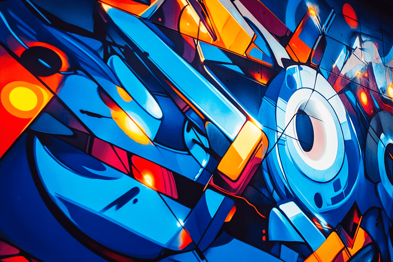 Blue Electro Graffiti Wallpaper | Murals Wallpaper