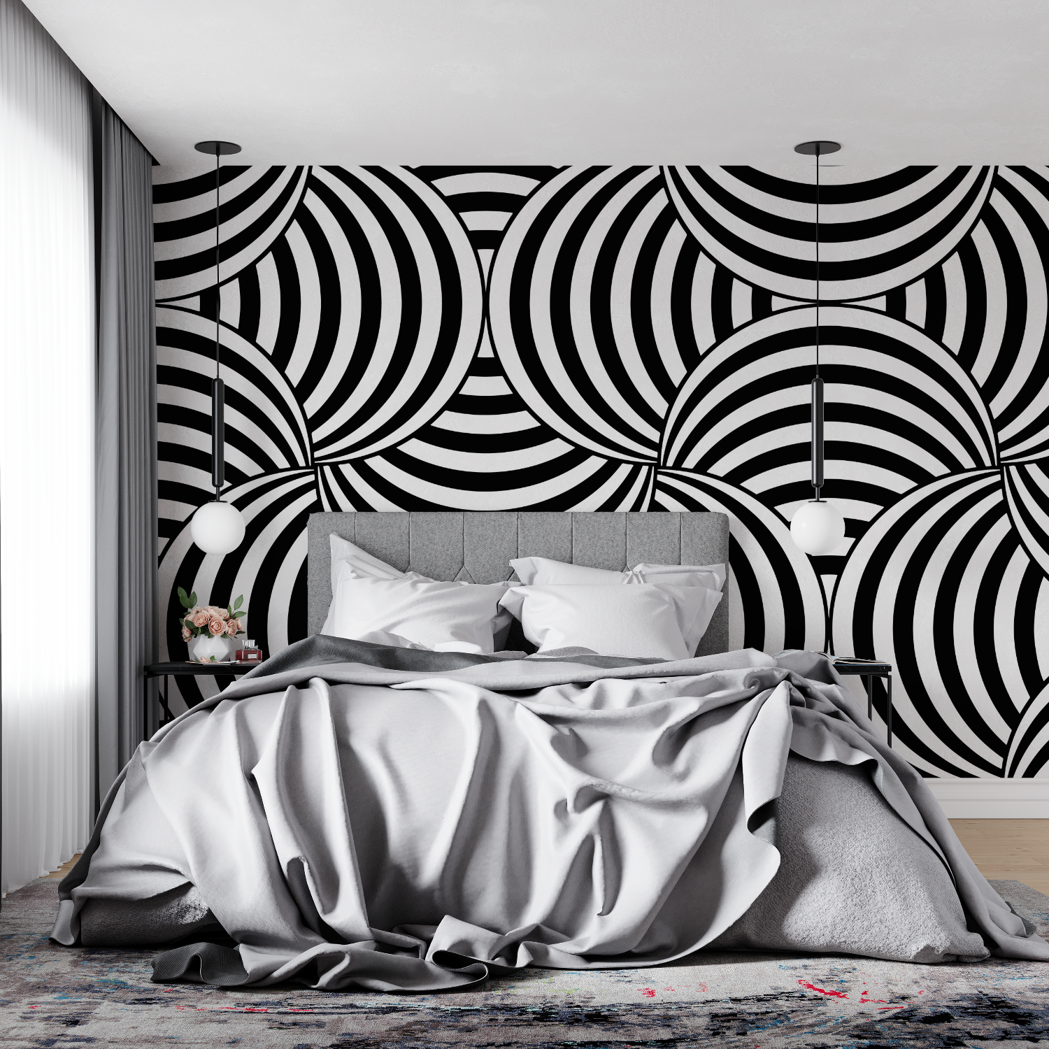 Schwarze Grafiktapete | Wandbildtapete