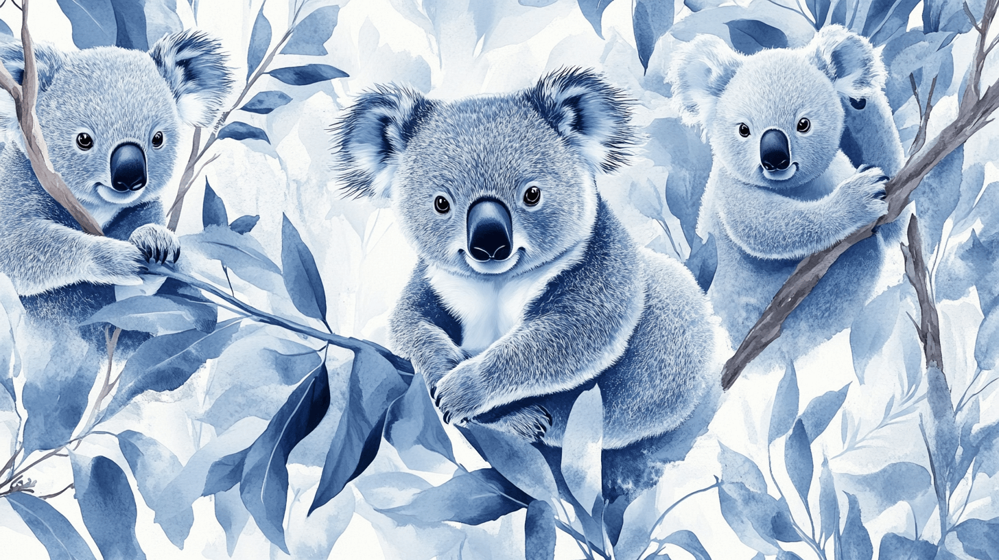 Frosted Leaves Koala Wallpaper | Murals Wallpaper