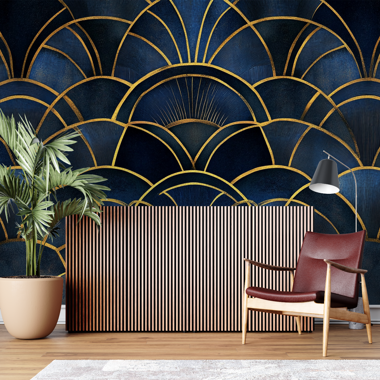 Art Deco Blue Gold Wallpaper | Murals Wallpaper