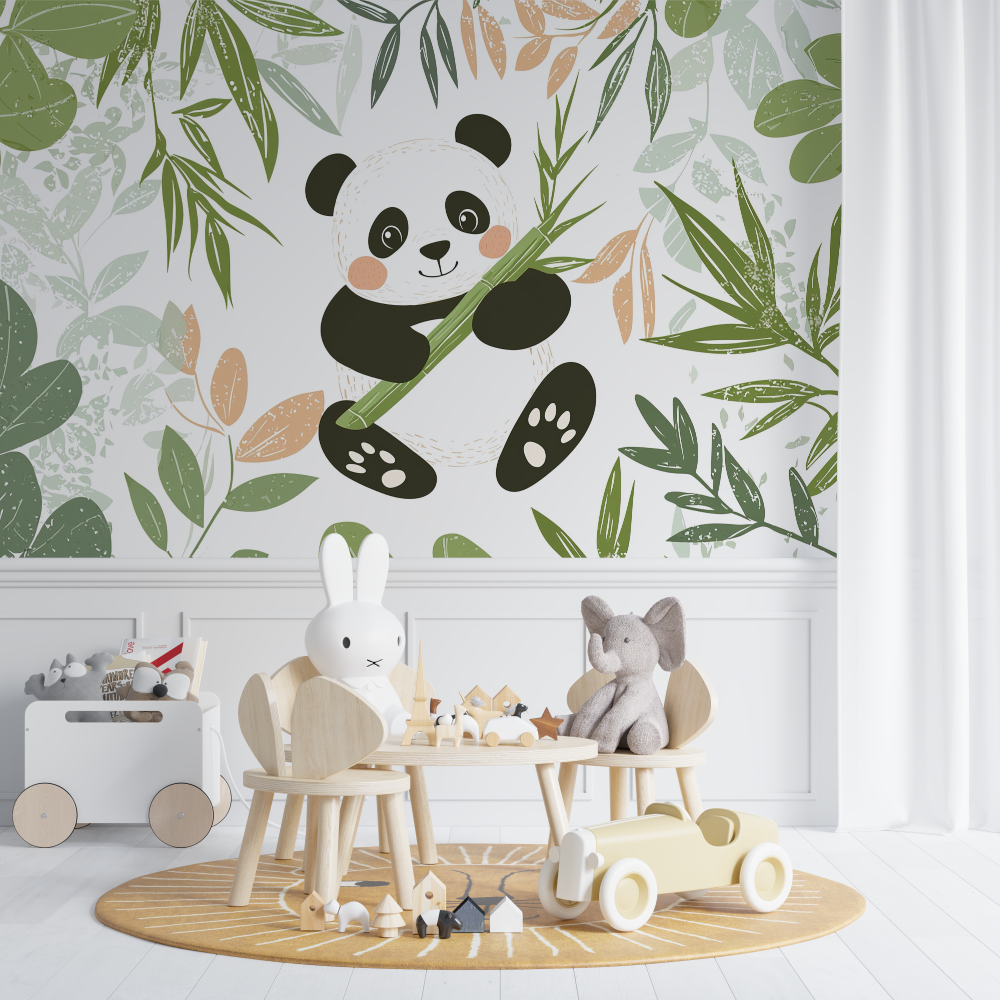 Green Baby Panda Wallpaper | Murals Wallpaper