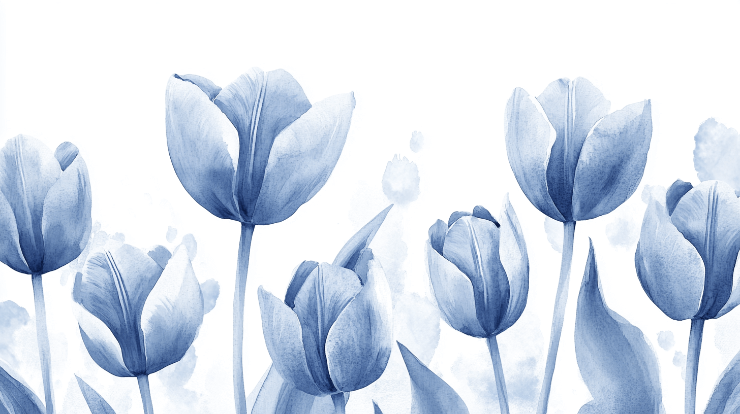 Papel de parede Tulipas Azuis Aquarela | Murais Papel de parede
