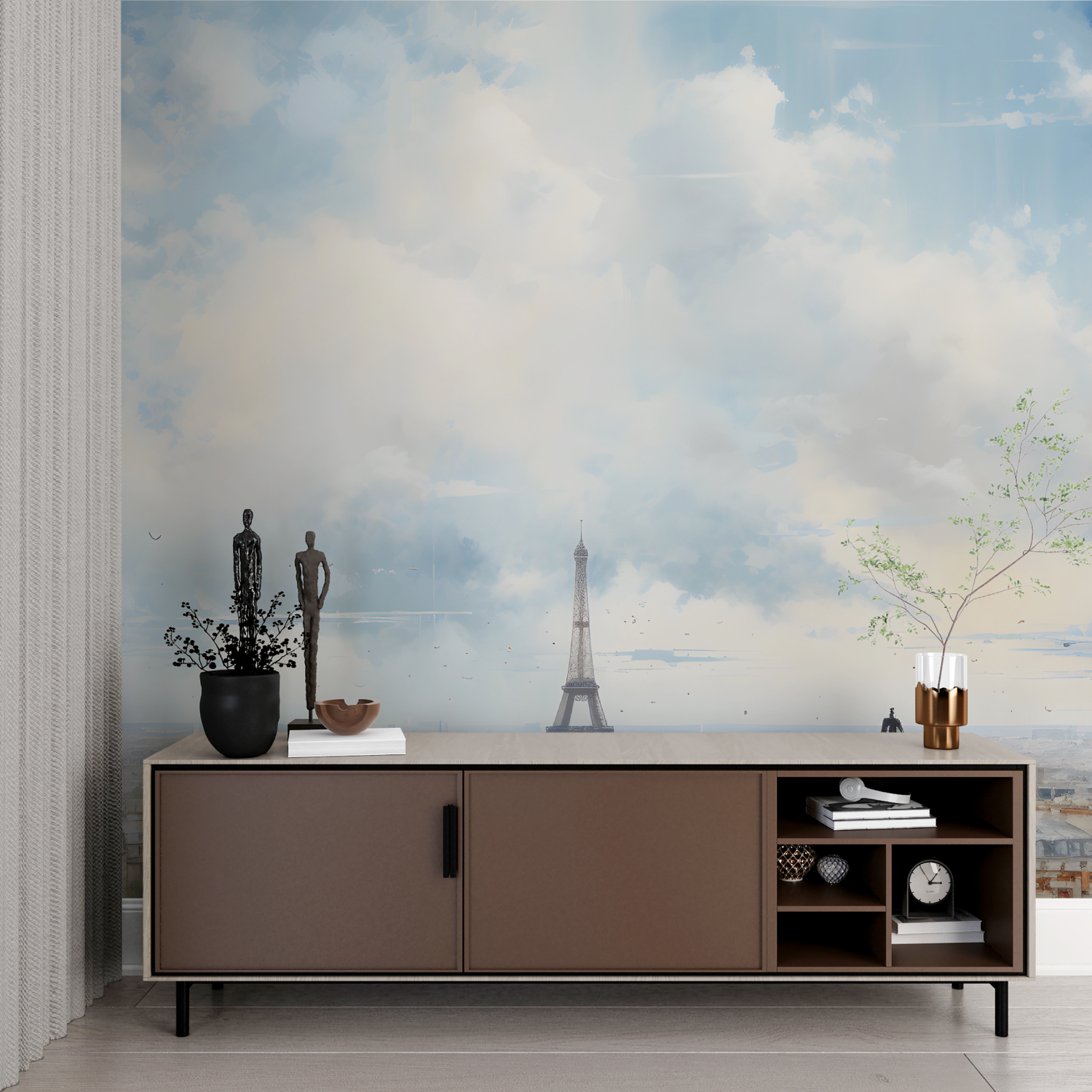 Watercolor Paris Sky Wallpaper | Murals Wallpaper