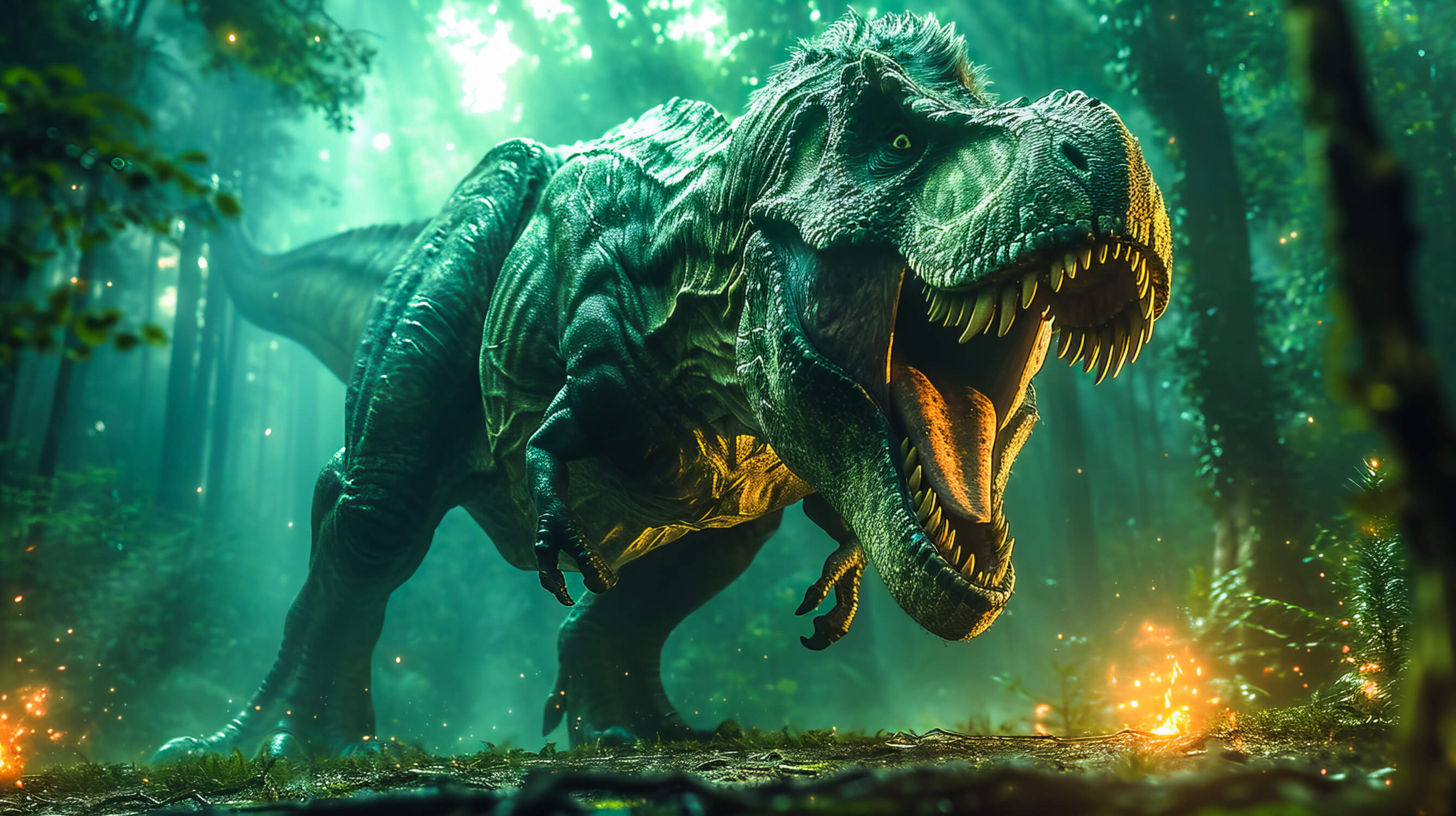 Green T-Rex Dinosaur Wallpaper | Murals Wallpaper