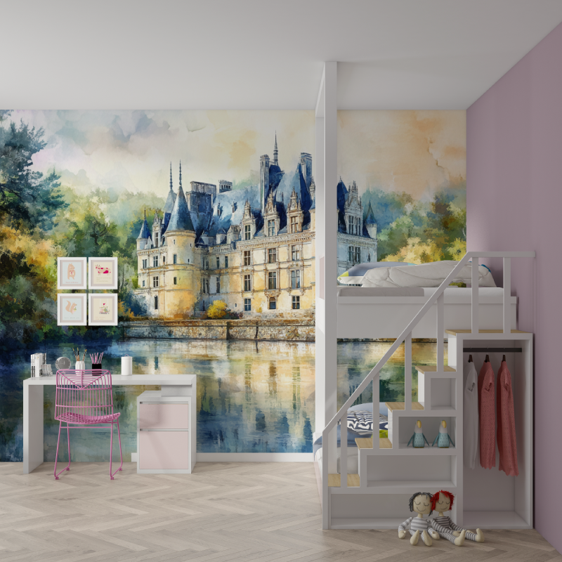 Watercolor Castle Wallpaper | Murals Wallpaper