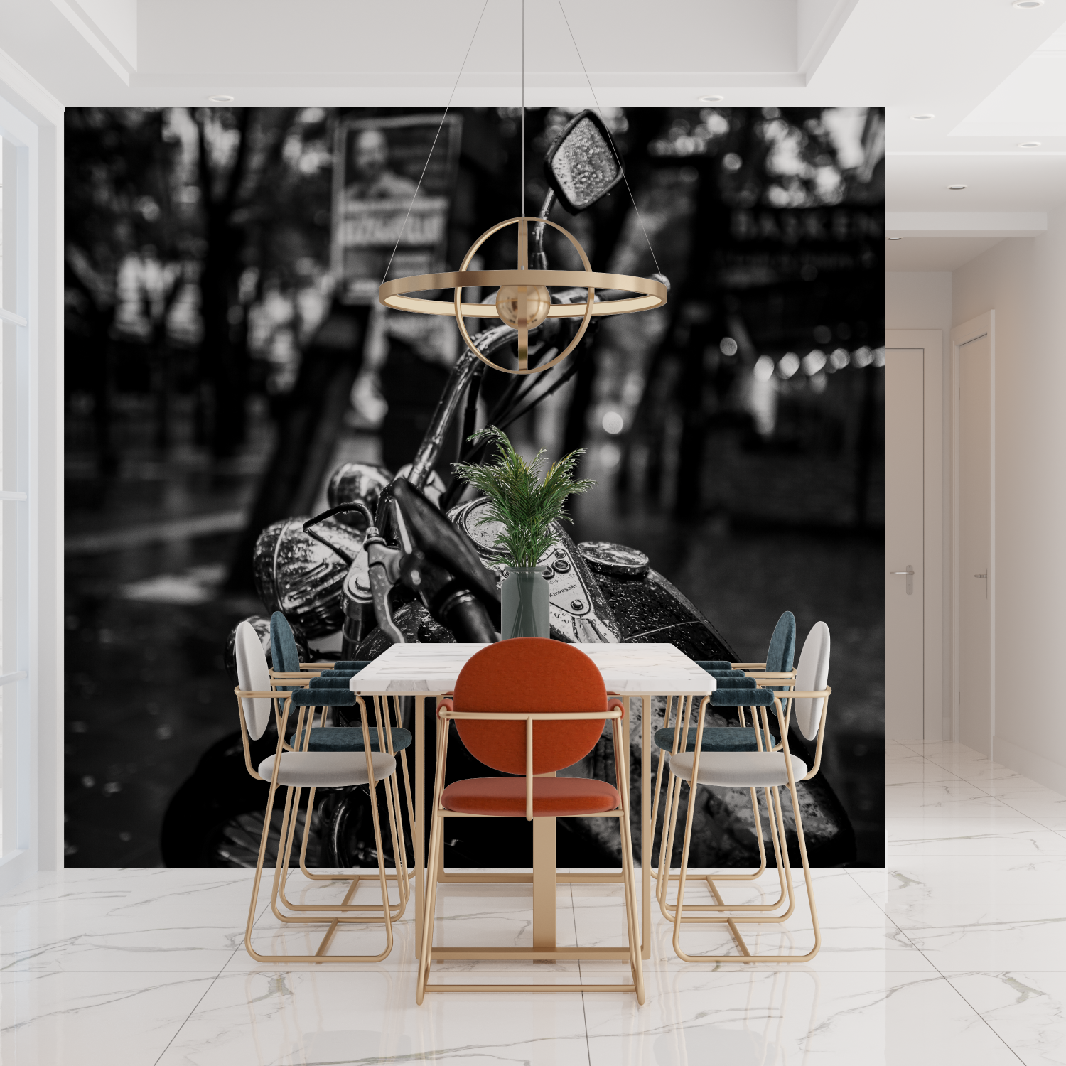 Harley Davidson Black and White Motorcycle Wallpaper | Murals Wallpaper