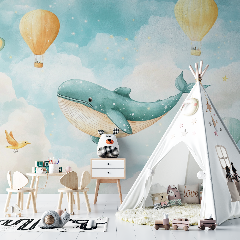 Classic Baby Wallpaper Sky and Whale | Murals Wallpaper