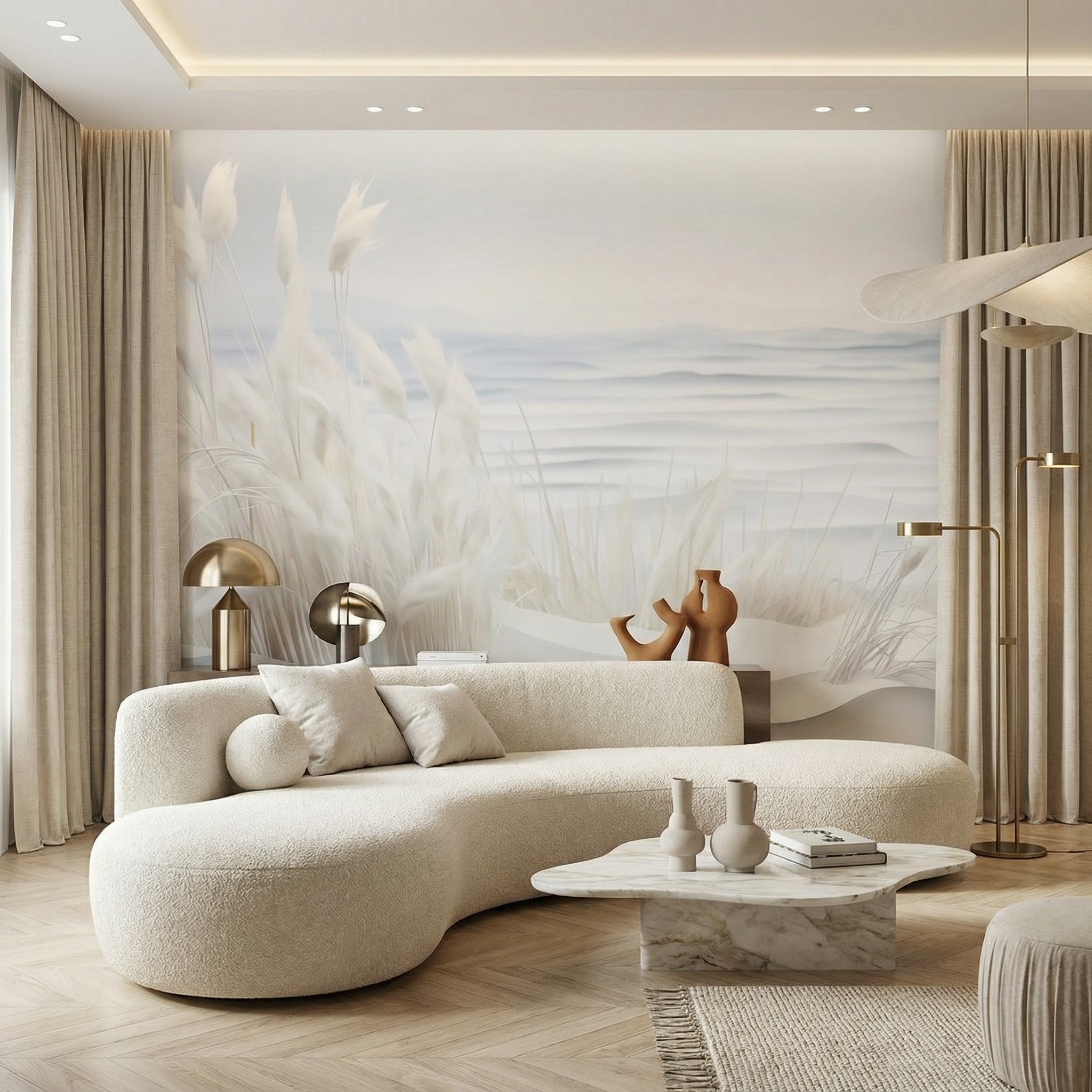 Chinoiserie Trees with Stripes Mural Wallpaper