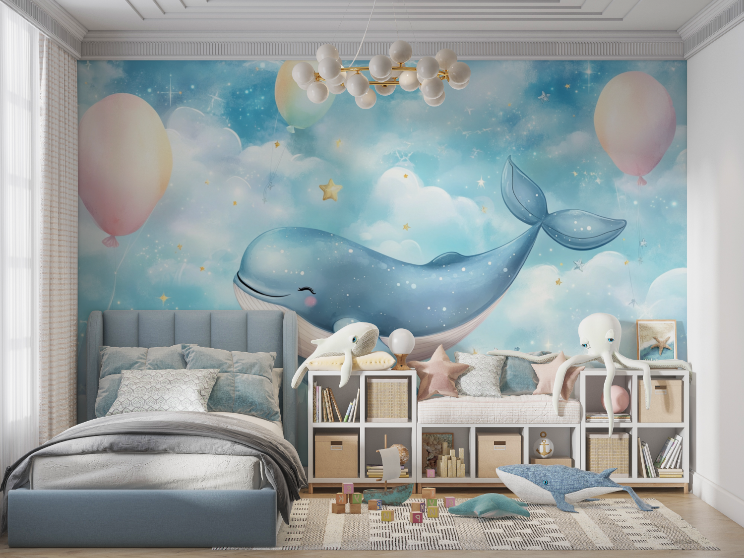 Whale-Themed Cloud Marine Wallpaper | Murals Wallpaper