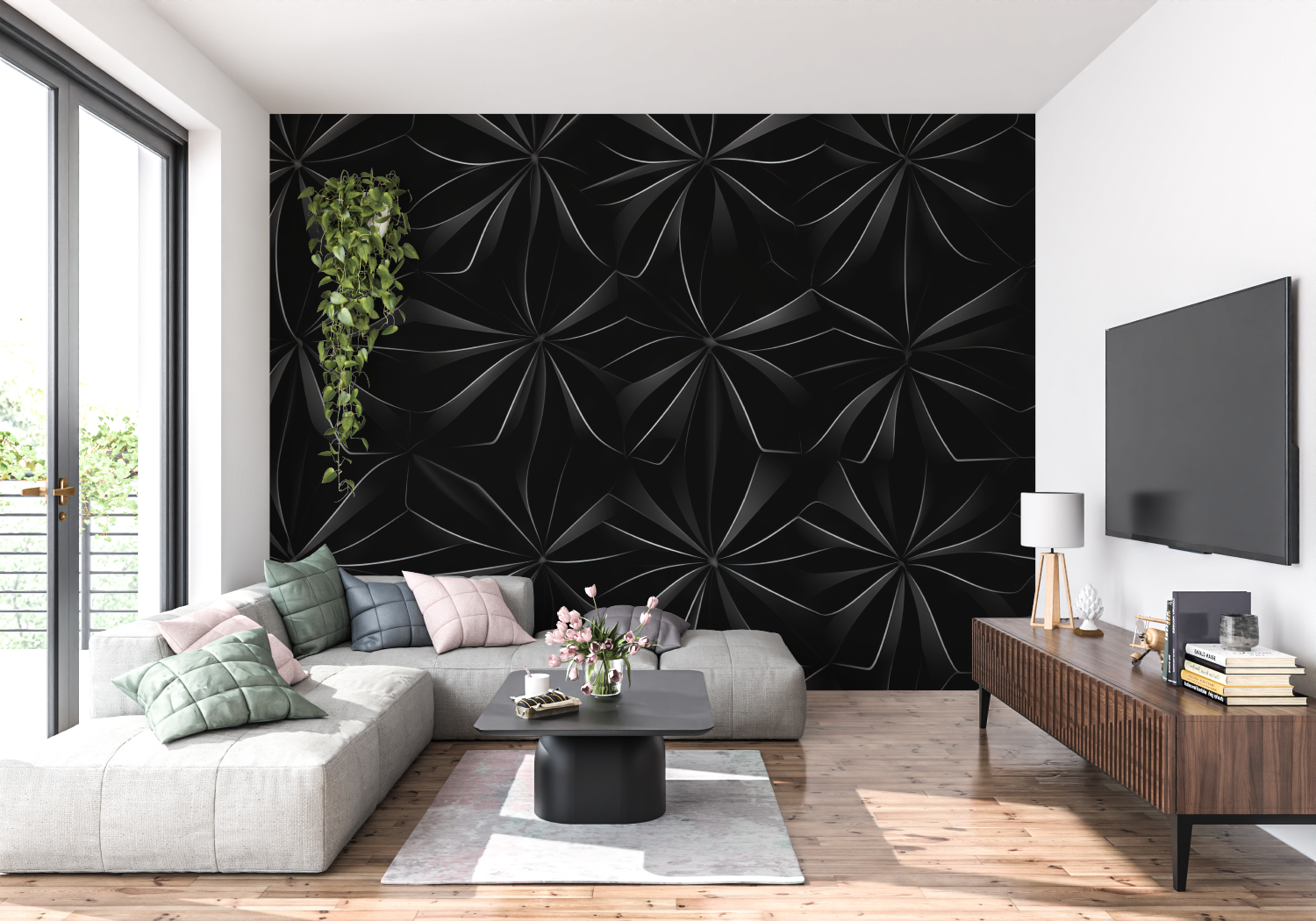 Black Geometric Wallpaper | Murals Wallpaper