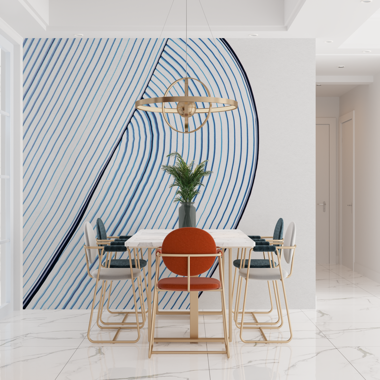 Watercolor Lines Blue Wallpaper | Murals Wallpaper