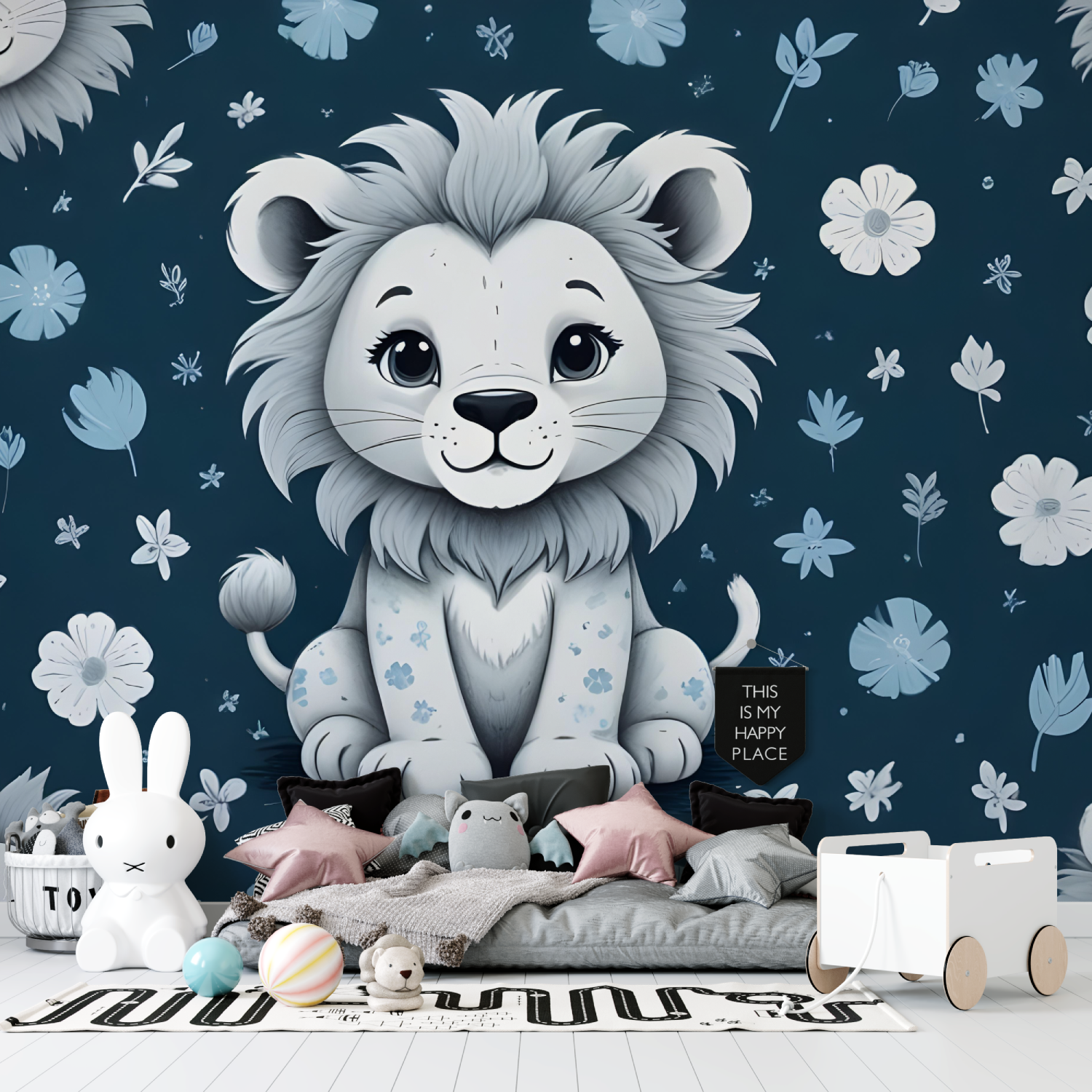 Blue Baby Lion Wallpaper | Murals Wallpaper