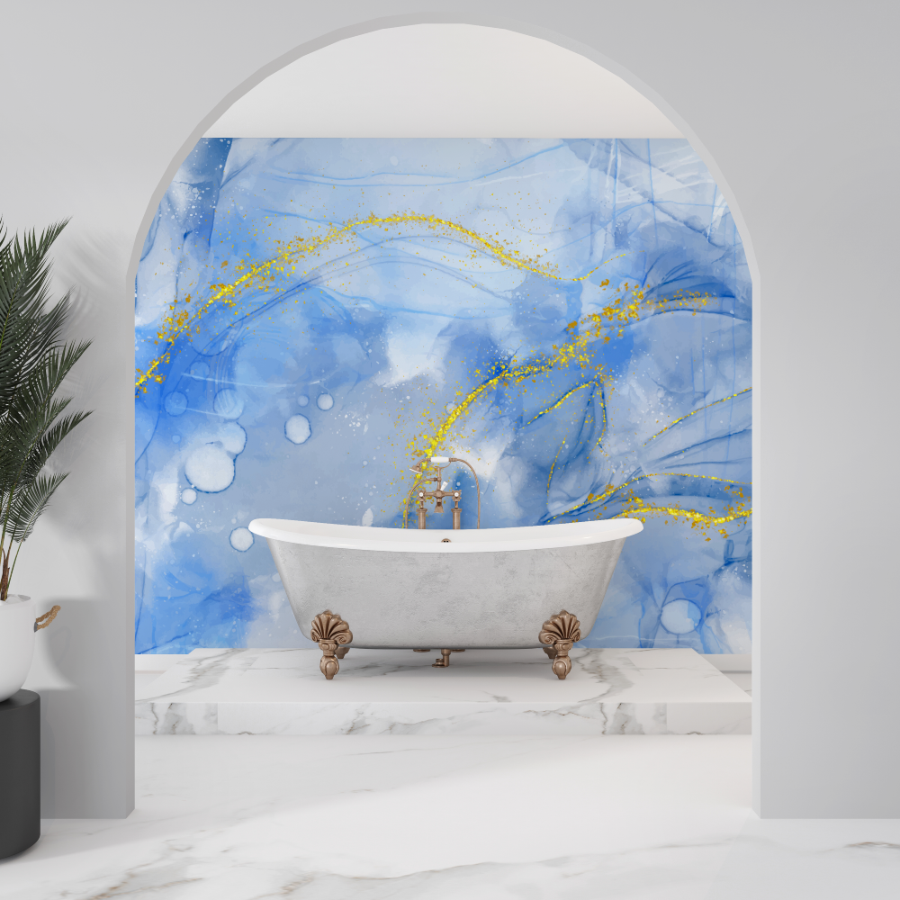 Abstract Blue Wallpaper for Bathroom | Murals Wallpaper