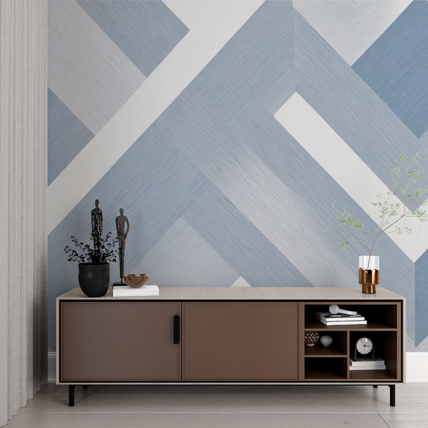 Gray and Blue Mosaic Wallpaper | Murals Wallpaper