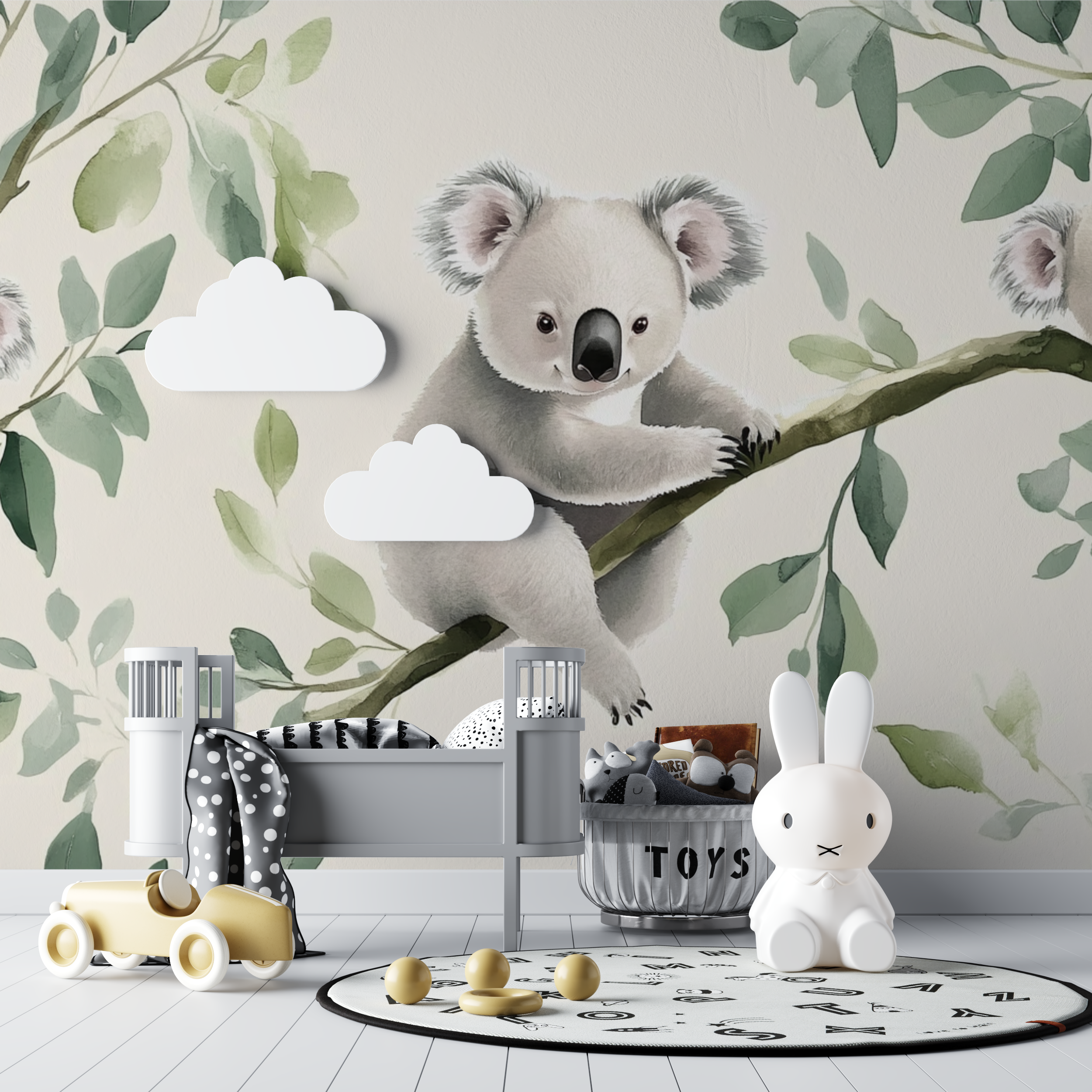 Koala Wallpaper on a Soothing Cream Background | Murals Wallpaper