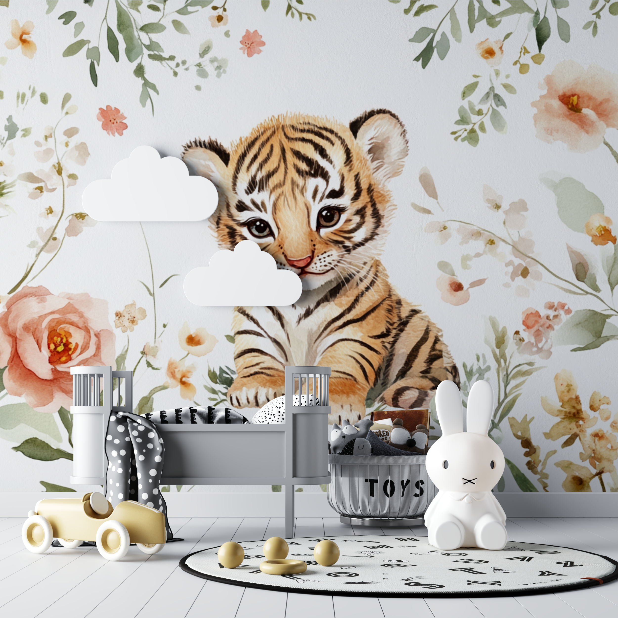 Tiger and Wildflower Wallpaper | Murals Wallpaper
