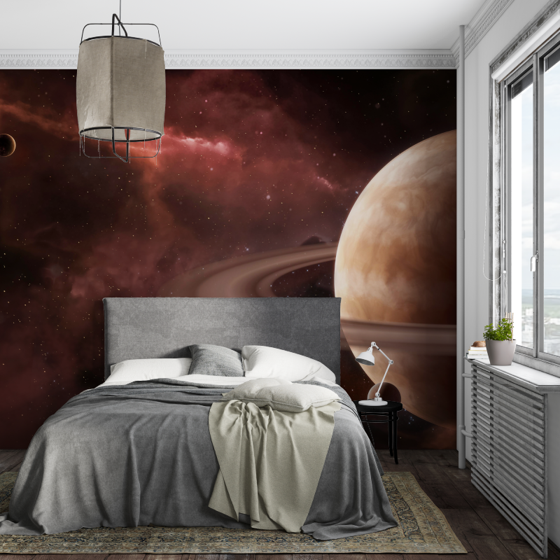 Moon Saturn Space Wallpaper Bedroom | Murals Wallpaper